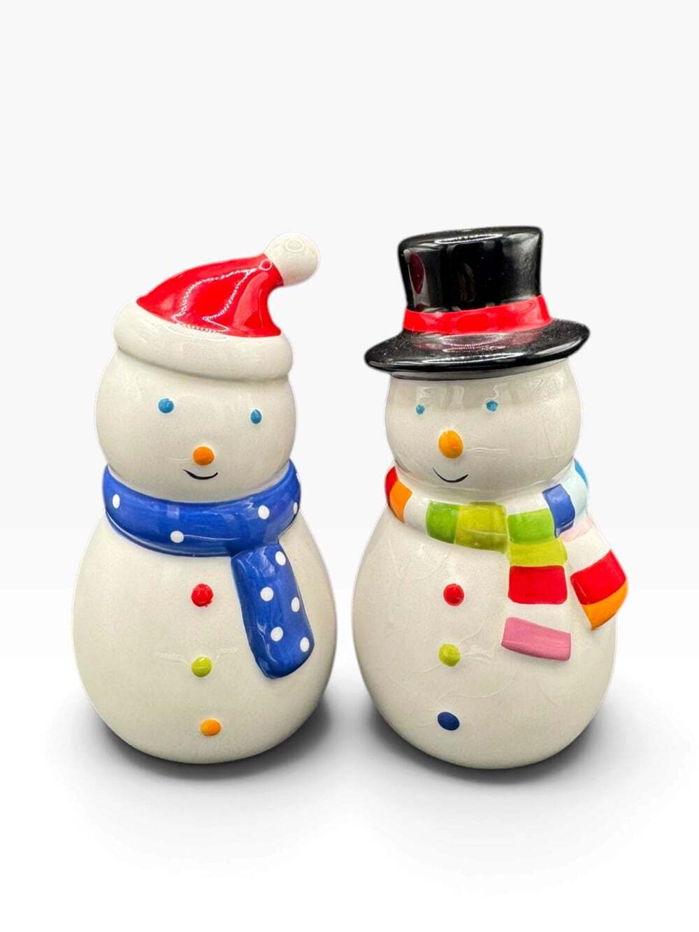 Sleddin Hill Holiday 07 Snowman Salt & Pepper Shakers Ceramic Christmas 2007